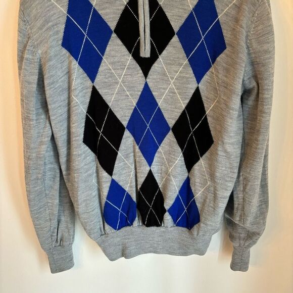 Footjoy Men’s Lined Performance argyle gray golf Sweater Wool exterior sz M EUC! - Picture 3 of 9